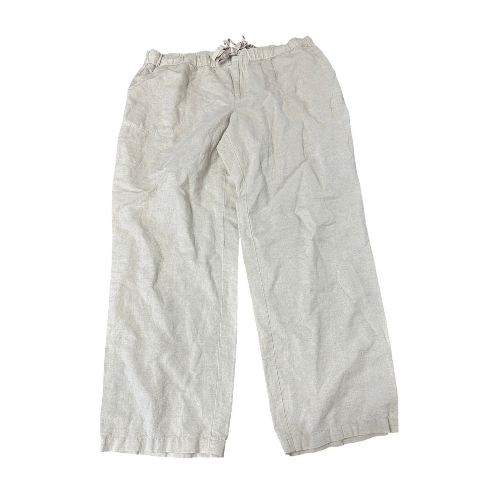 Liz Claiborne Womens XL Beige Linen Blend‎ Casual Pull On Elastic Waist Pants
